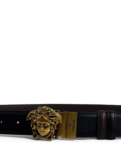 🖤 Versace Style Double-Face Belt – 120 cm | Gold Medusa Buckle 👑 | Reversible Premium Finish ✨