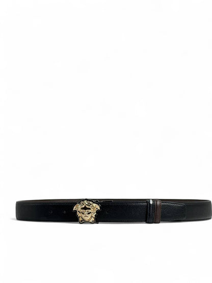 🖤 Versace Style Double-Face Belt – 125 cm | Gold Medusa Buckle 👑 | Reversible Premium Finish ✨