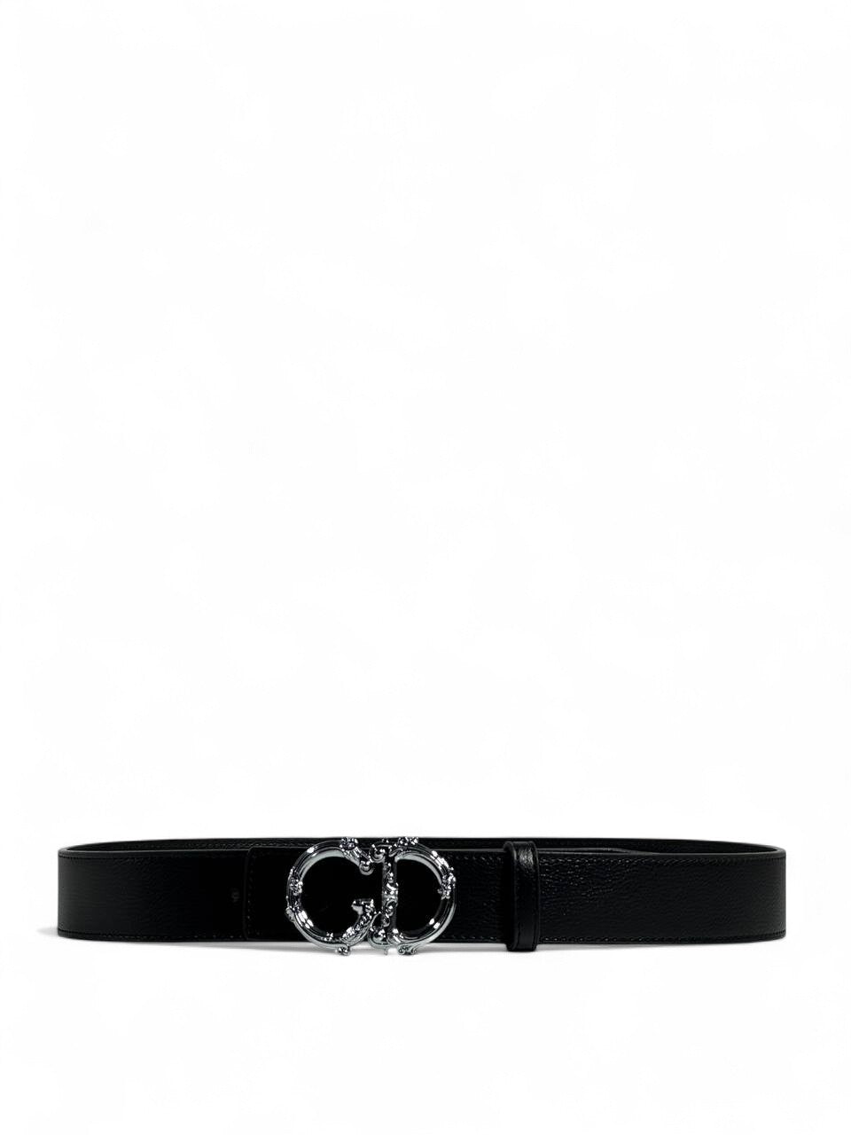 🖤 Christian Dior Style Black Belt – 110 cm | Silver “CD” Logo Buckle ✨ | Premium Fashion Finish 👌