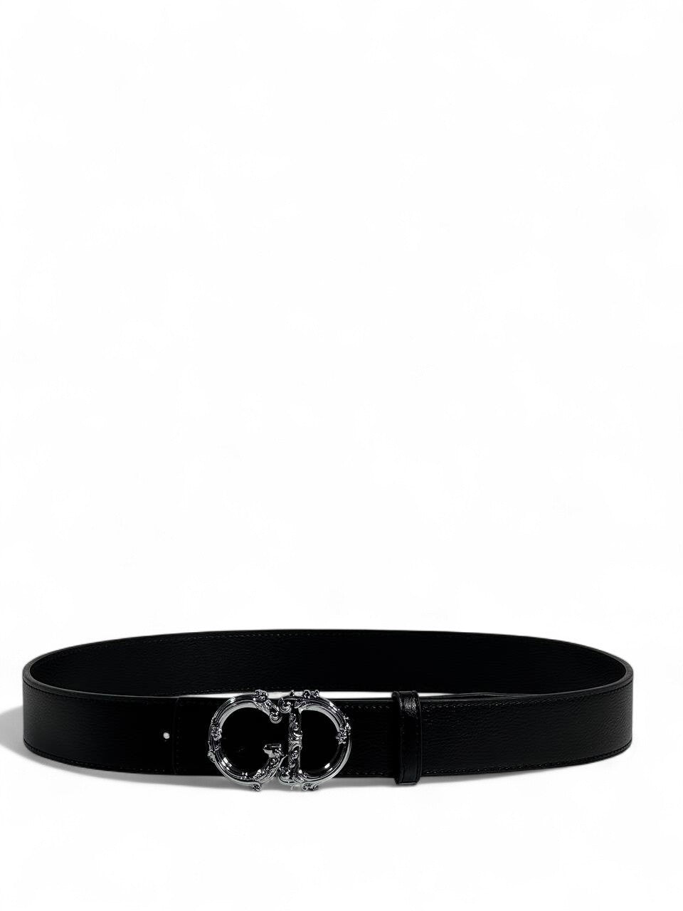 🖤 Christian Dior Style Black Belt – 110 cm | Silver “CD” Logo Buckle ✨ | Premium Fashion Finish 👌