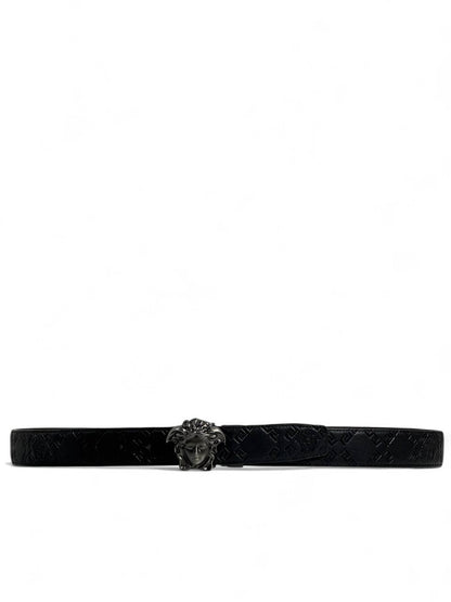🖤 Versace Style Double-Face Belt – 125 cm | Black Medusa Buckle 🌀👑 | Embossed Pattern ✨
