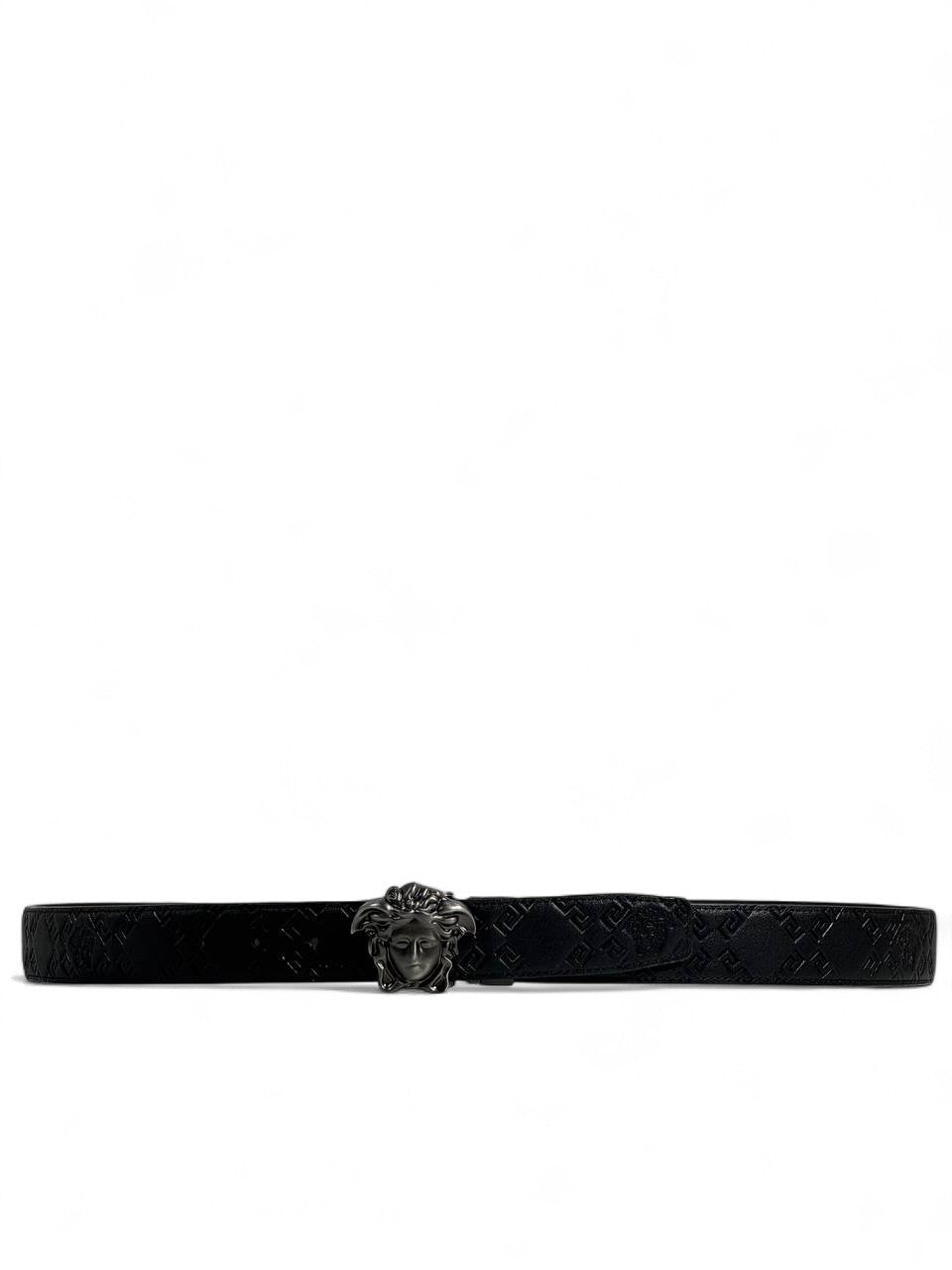 🖤 Versace Style Double-Face Belt – 125 cm | Black Medusa Buckle 🌀👑 | Embossed Pattern ✨