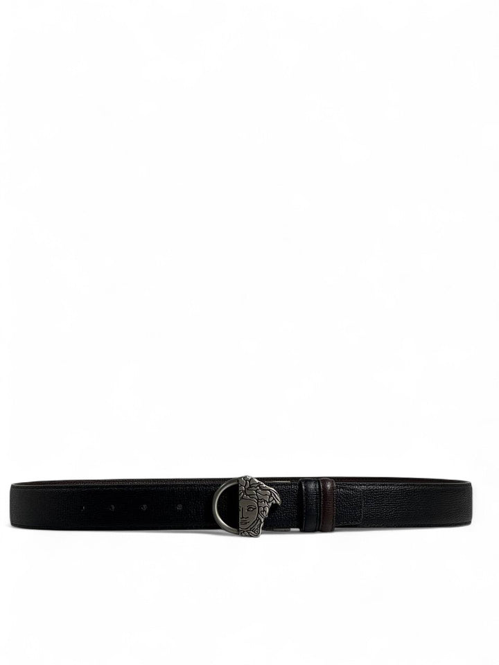 🖤 Versace Style Double-Face Belt – 130 cm | Silver Medusa Side Buckle ⚡👑 | Reversible Premium Finish ✨