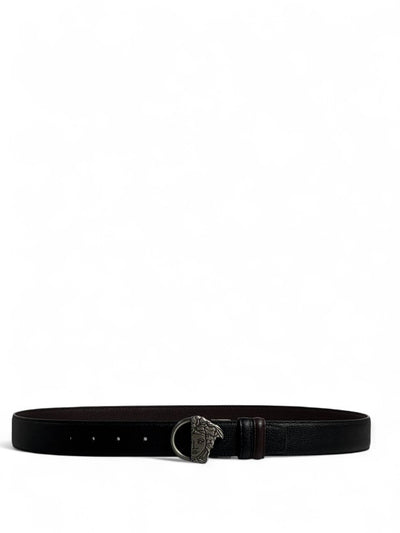 🖤 Versace Style Double-Face Belt – 130 cm | Silver Medusa Side Buckle ⚡👑 | Reversible Premium Finish ✨