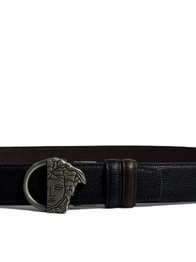 🖤 Versace Style Double-Face Belt – 130 cm | Silver Medusa Side Buckle ⚡👑 | Reversible Premium Finish ✨
