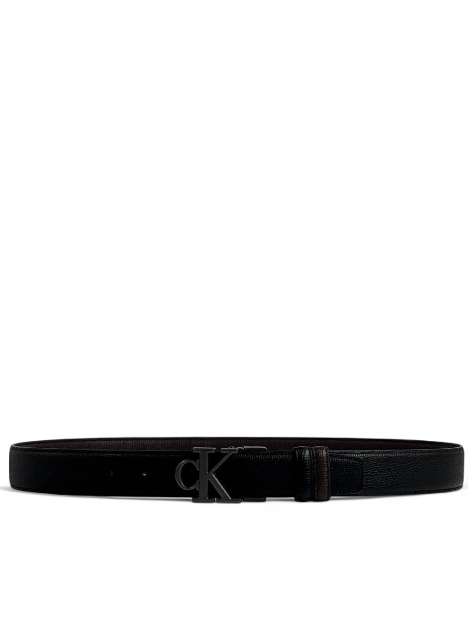 🖤 Calvin Klein Style Double-Face Belt – 115 cm | Matte Black “CK” Buckle ⚡ | Reversible Sleek Finish ✨