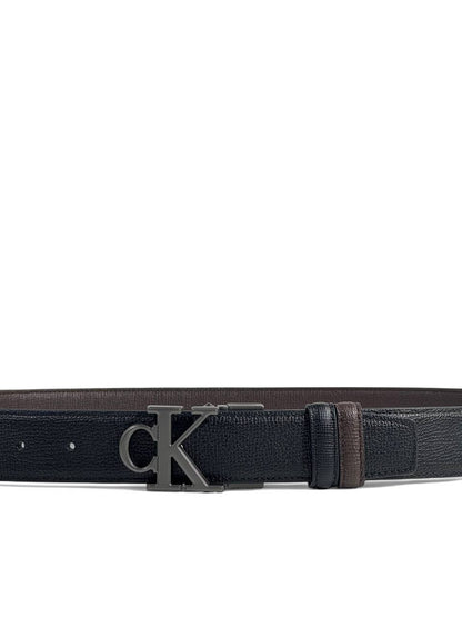 🖤 Calvin Klein Style Double-Face Belt – 115 cm | Matte Black “CK” Buckle ⚡ | Reversible Sleek Finish ✨