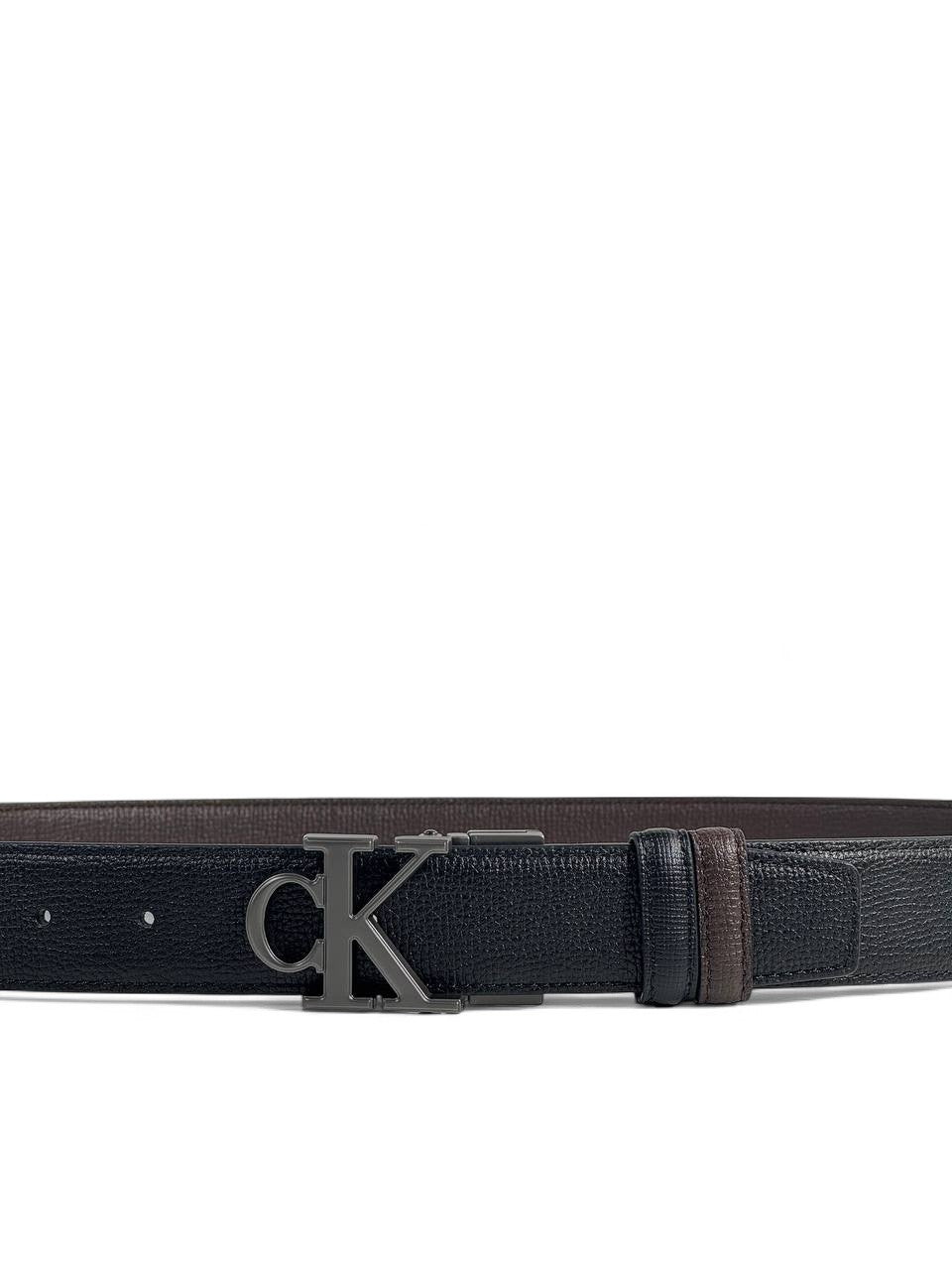 🖤 Calvin Klein Style Double-Face Belt – 115 cm | Matte Black “CK” Buckle ⚡ | Reversible Sleek Finish ✨
