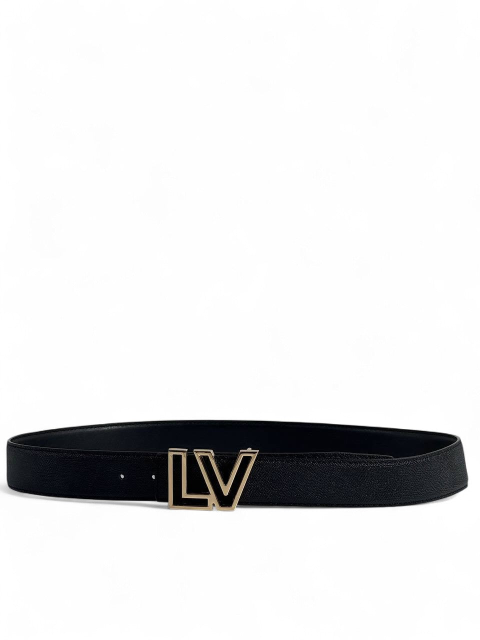 🖤 LV Style Black Belt – 120 cm | Gold “LV” Logo Buckle 💛✨ | Premium Sleek Finish 👌