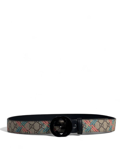 🖤 Gucci Style Pattern Belt – 115 cm | Black Round “GG” Buckle 🪶✨ | Trendy Designer Print 👌