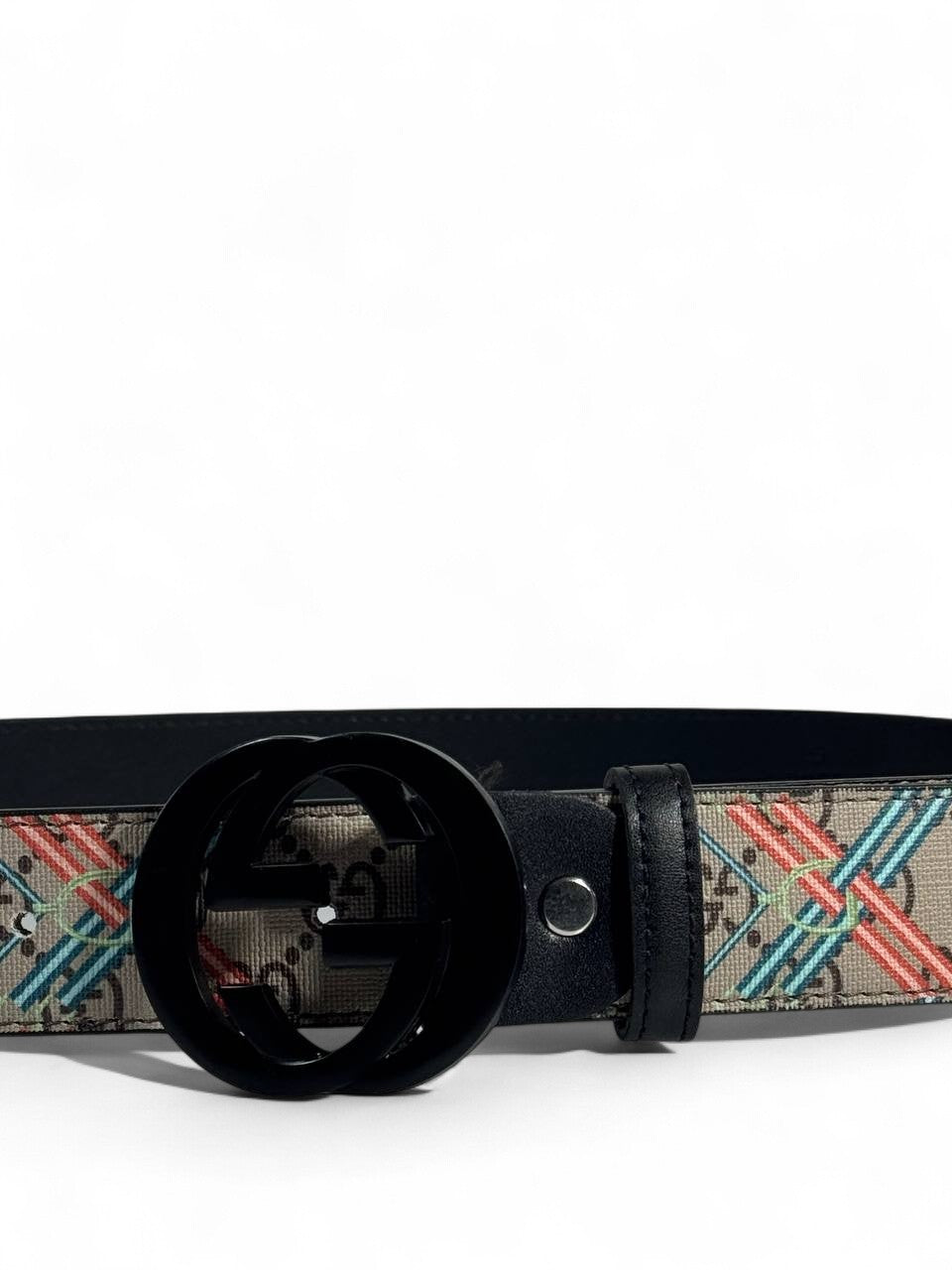 🖤 Gucci Style Pattern Belt – 115 cm | Black Round “GG” Buckle 🪶✨ | Trendy Designer Print 👌