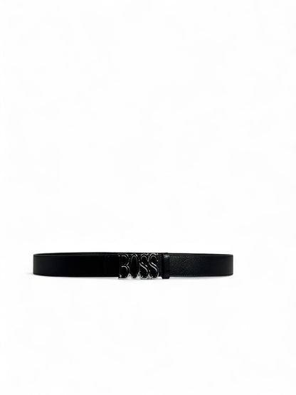 🖤 BOSS Style Black Belt – 125 cm | Glossy Black “BOSS” Logo Buckle 🧥✨ | Sleek Modern Statement 👌