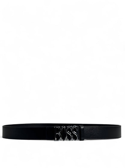 🖤 BOSS Style Black Belt – 125 cm | Glossy Black “BOSS” Logo Buckle 🧥✨ | Sleek Modern Statement 👌