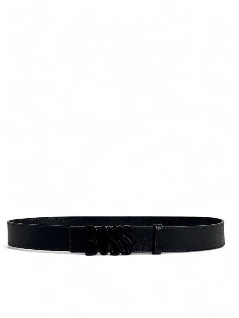 🖤 BOSS Style Black Belt – 115 cm | Matte Black “BOSS” Logo Buckle 🧥✨ | Sleek Modern Essential 👌