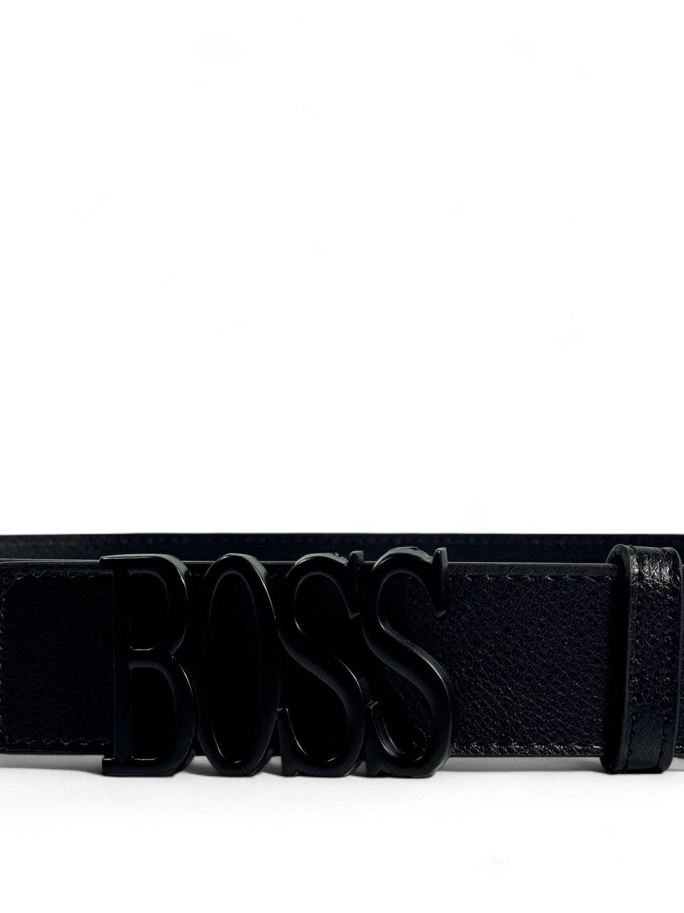 🖤 BOSS Style Black Belt – 115 cm | Matte Black “BOSS” Logo Buckle 🧥✨ | Sleek Modern Essential 👌