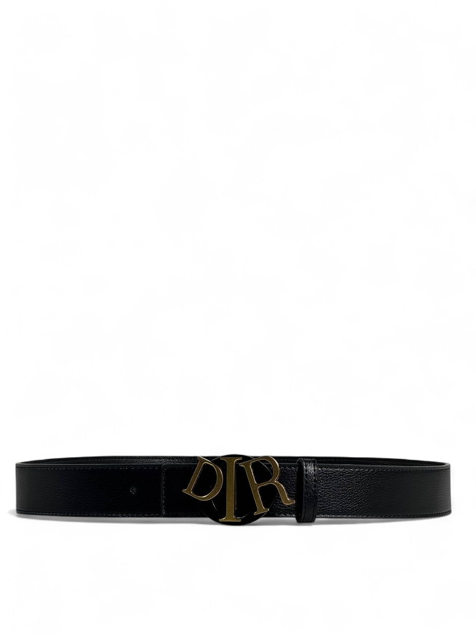 🖤 Dior Style Black Belt – 115 cm | Gold “DIR” Logo Buckle ✨ | Elegant & Timeless