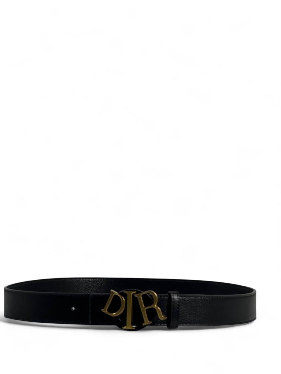 🖤 Dior Style Black Belt – 115 cm | Gold “DIR” Logo Buckle ✨ | Elegant & Timeless