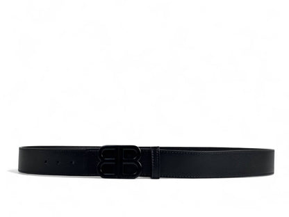 🖤 Balenciaga Black Belt – 125 cm | Matte Black BB Logo Buckle | Luxury Statement Piece
