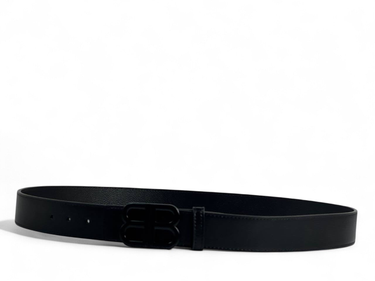 🖤 Balenciaga Black Belt – 125 cm | Matte Black BB Logo Buckle | Luxury Statement Piece