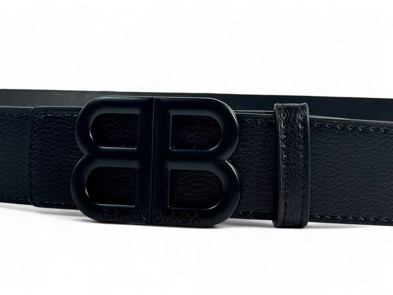 🖤 Balenciaga Black Belt – 125 cm | Matte Black BB Logo Buckle | Luxury Statement Piece