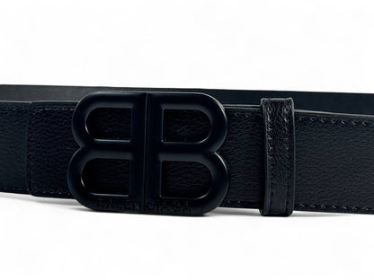 🖤 Balenciaga Black Belt – 125 cm | Matte Black BB Logo Buckle | Luxury Statement Piece