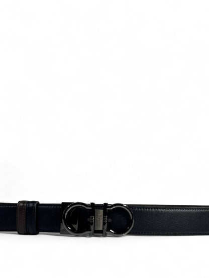 Ferragamo Black Double-Face Belt – 130 cm 🖤✨