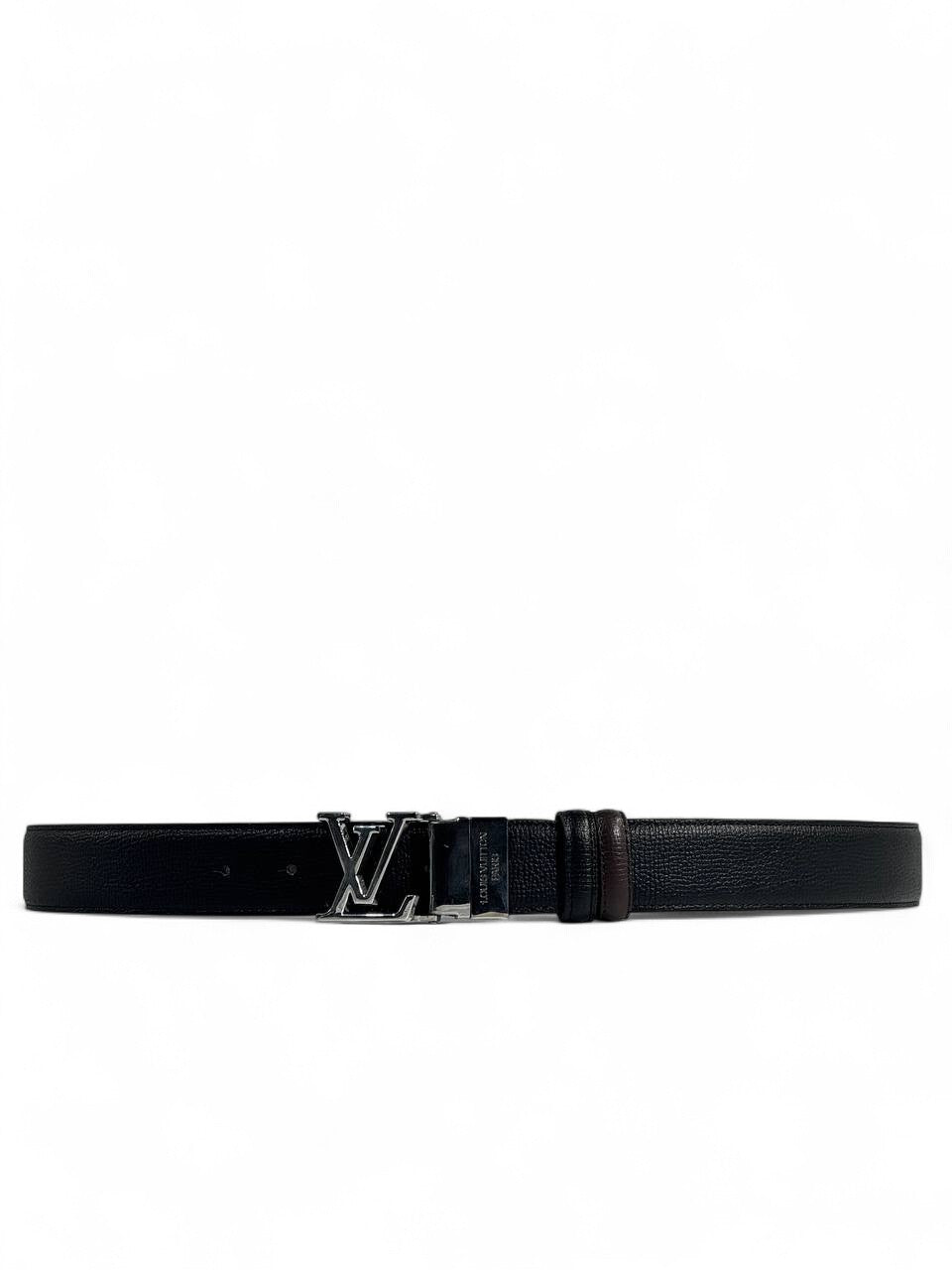 Louis Vuitton–Style Black Double-Face Belt with Silver LV Buckle – 115 cm 🖤✨