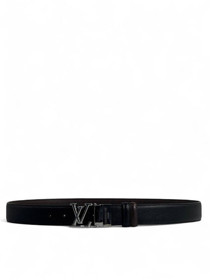 Louis Vuitton–Style Black Double-Face Belt with Silver LV Buckle – 115 cm 🖤✨