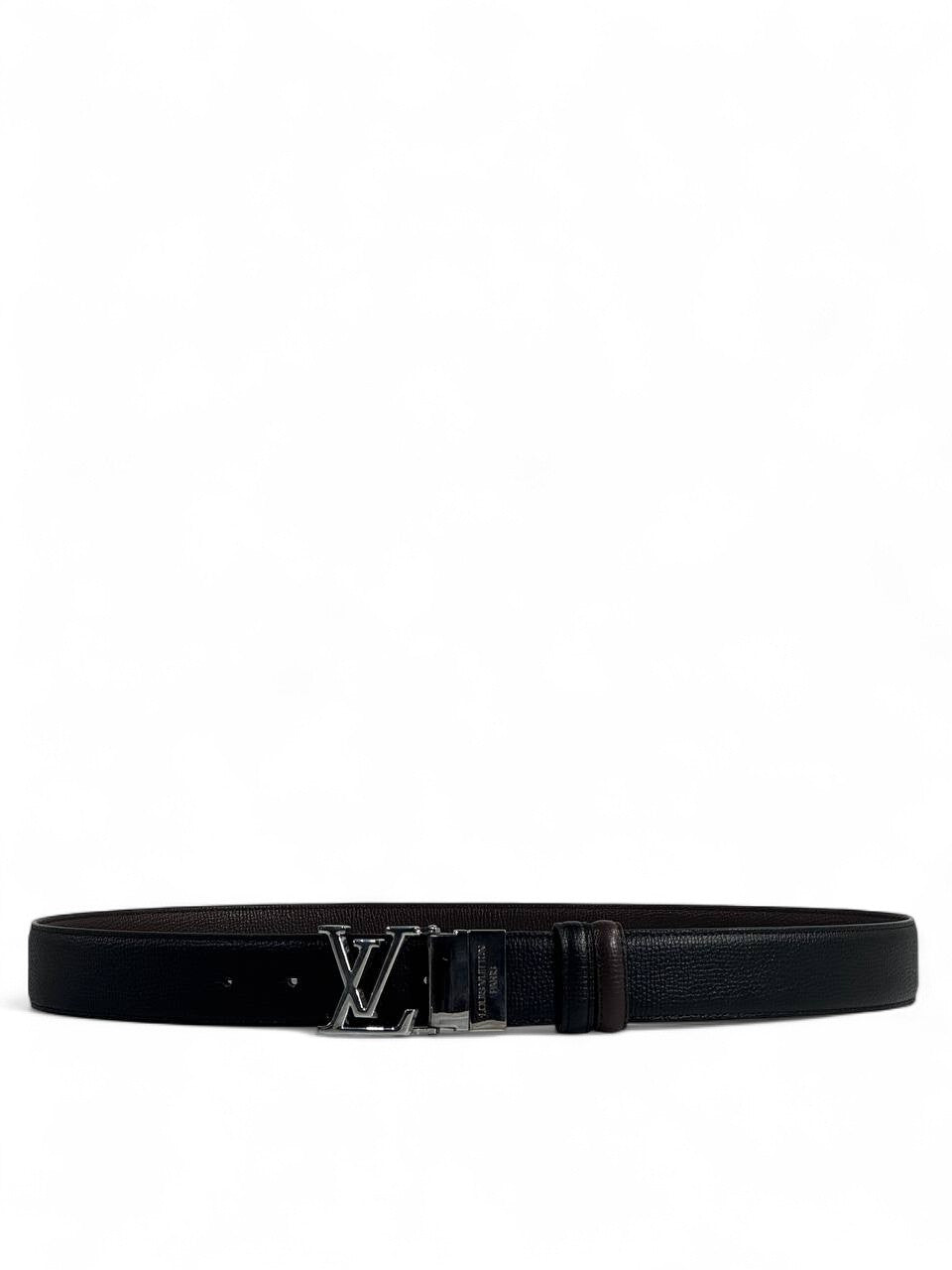 Louis Vuitton–Style Black Double-Face Belt with Silver LV Buckle – 115 cm 🖤✨