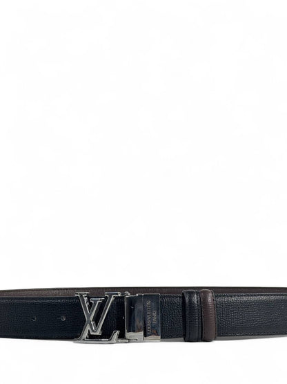 Louis Vuitton–Style Black Double-Face Belt with Silver LV Buckle – 115 cm 🖤✨