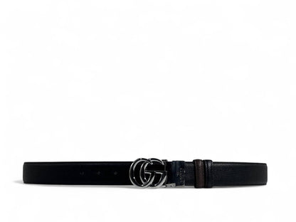 Gucci-Style Black Double-Face Belt with Silver GG Buckle – 120 cm 🖤✨