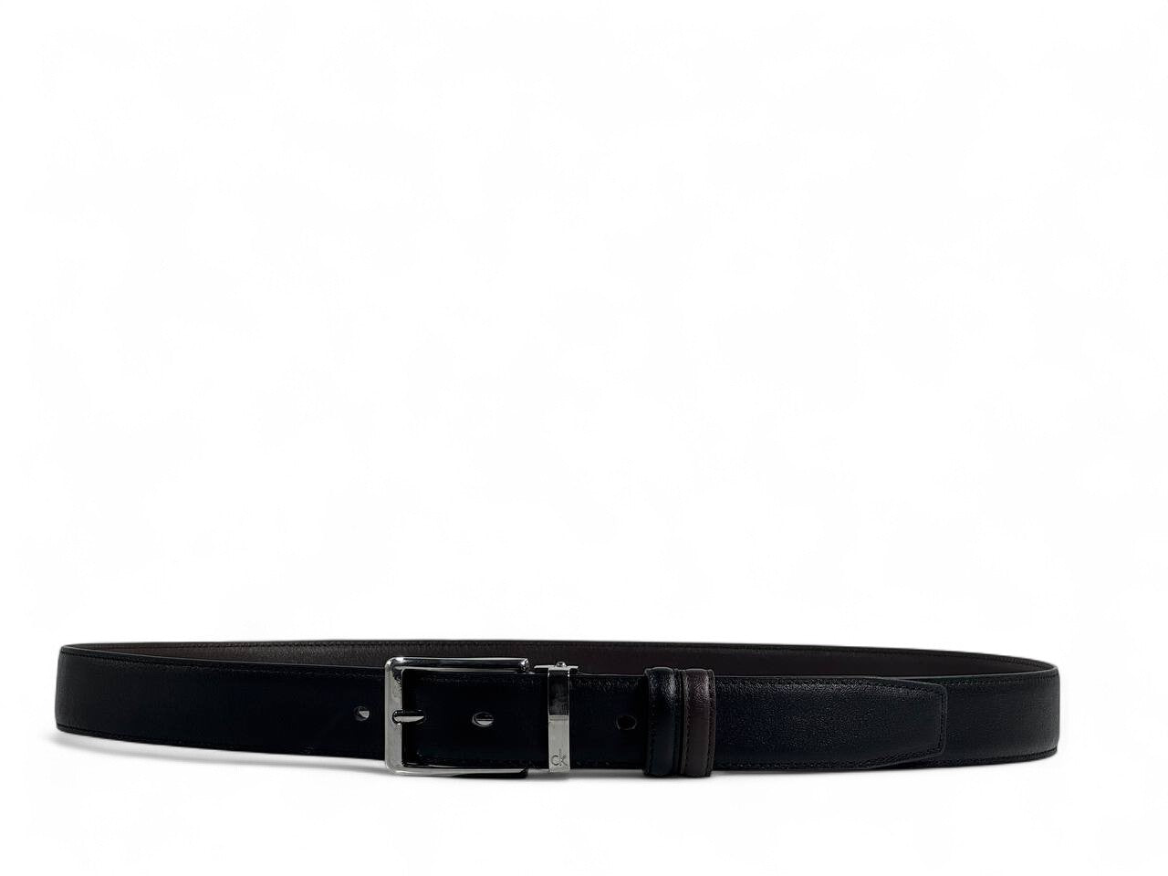 Calvin Klein–Style Black Reversible Belt with Silver Buckle – 130 cm 🖤✨