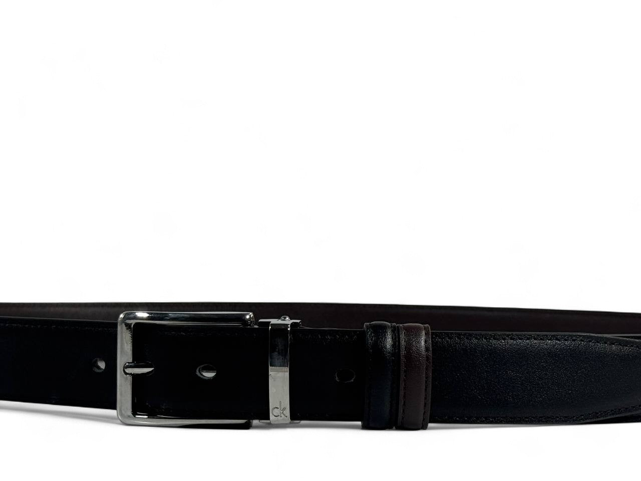 Calvin Klein–Style Black Reversible Belt with Silver Buckle – 130 cm 🖤✨