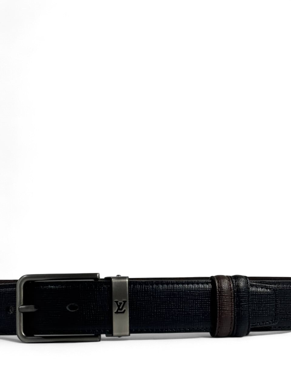 Louis Vuitton–Style Reversible Black Belt with Gunmetal Buckle – 110 cm 🖤✨