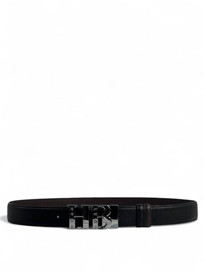 Hugo Boss–Style Reversible Black Leather Belt with HB Buckle – 115 cm 🖤✨