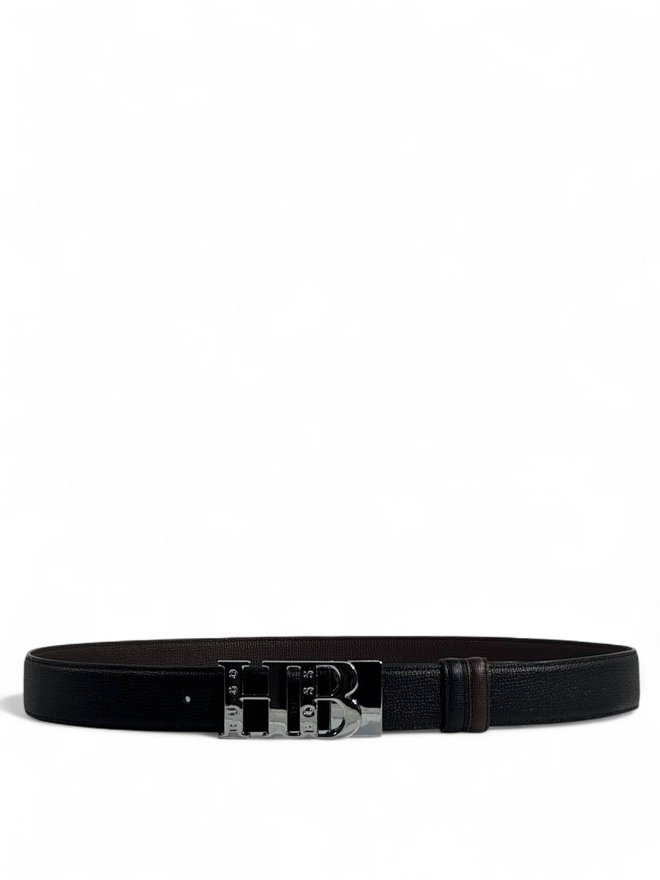 Hugo Boss–Style Reversible Black Leather Belt with HB Buckle – 115 cm 🖤✨