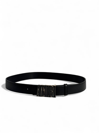 Amiri Black Leather Belt 125 cm 🖤 | Bold Logo Buckle | Premium Streetwear Style