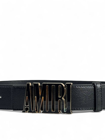 Amiri Black Leather Belt 125 cm 🖤 | Bold Logo Buckle | Premium Streetwear Style