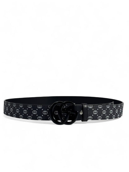 Gucci Black Monogram Belt 125 cm 🖤 | Matte Black Double G Buckle 🕶️✨
