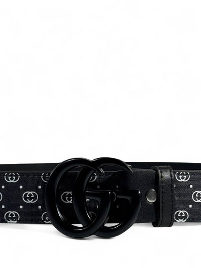 Gucci Black Monogram Belt 110cm 🖤 | Matte Black Double G Buckle 🕶️✨