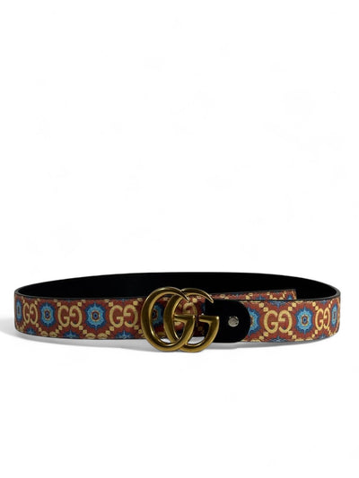 Gucci Vintage Pattern Belt  🧡 | Antique Gold Double G Buckle 🌿✨