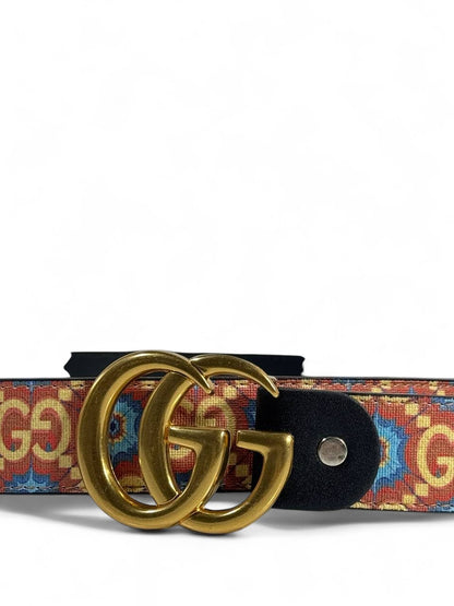Gucci Vintage Pattern Belt 120 cm 🧡 | Antique Gold Double G Buckle 🌿✨