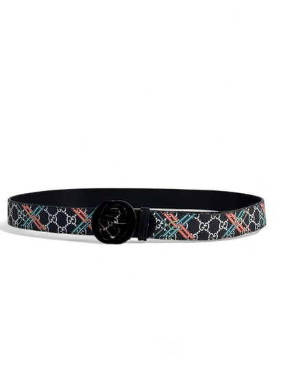 Gucci Patterned Belt 125 cm 🖤 | Multicolor Design & Matte Black Buckle 🔥🌈