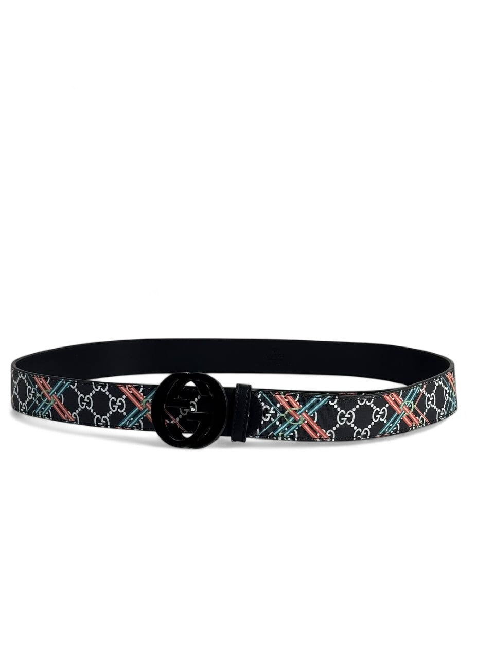 Gucci Patterned Belt 125 cm 🖤 | Multicolor Design & Matte Black Buckle 🔥🌈