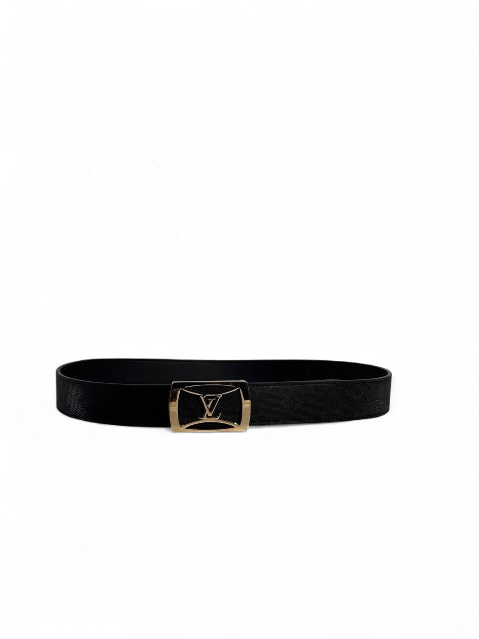Louis Vuitton Black Belt 115 cm 🖤 | Gold Buckle Elegance ✨🪙