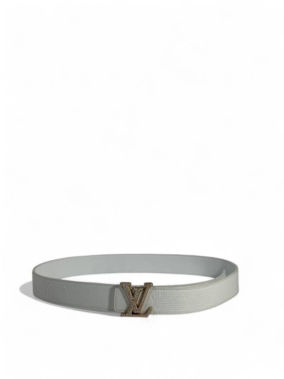 Louis Vuitton White Monogram Belt – Gold LV Buckle ✨ | 120 cm