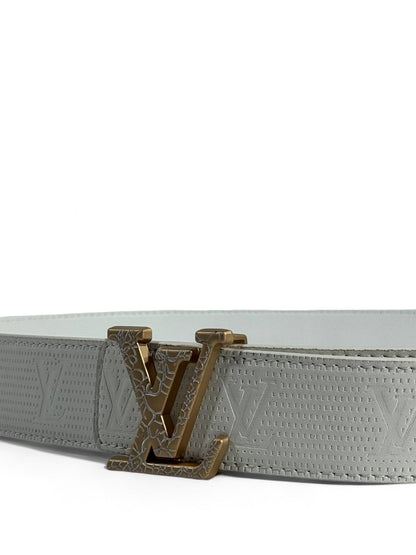 Louis Vuitton White Monogram Belt – Gold LV Buckle ✨ | 120 cm