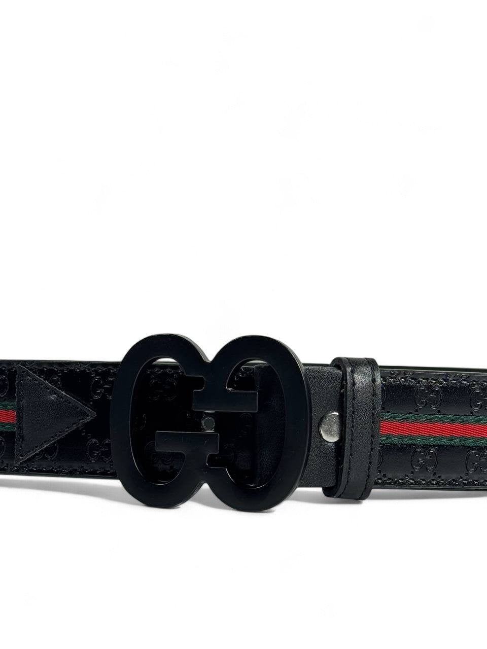 Gucci Black Belt with Red & Green Stripe 🖤 GG Matte Buckle | 115 cm
