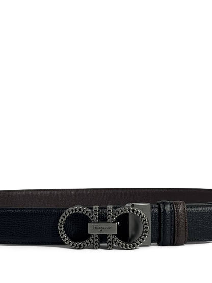 Ferragamo Black Leather Belt 🖤 | Iconic Double Gancini Buckle | 120 cm