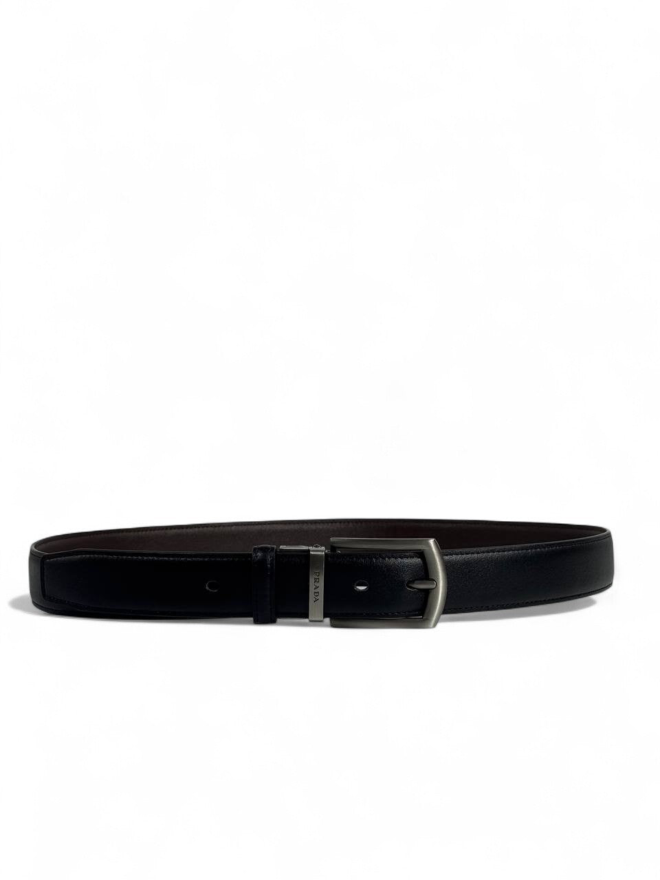 Prada Black Leather Belt 🖤 | Classic Pin Buckle | 120 cm Double Face
